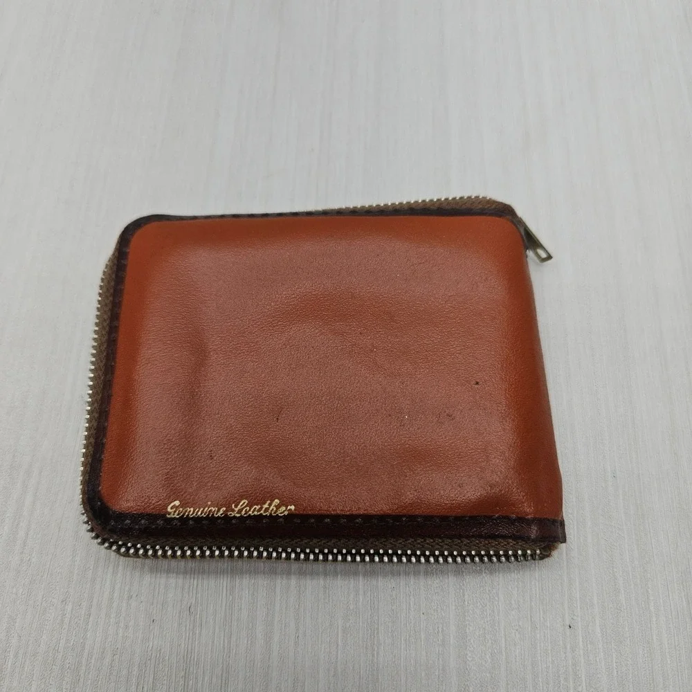 Vintage Hand‎ Tooled Leather Horse Wallet Brown Zip Around Bifold Wallet